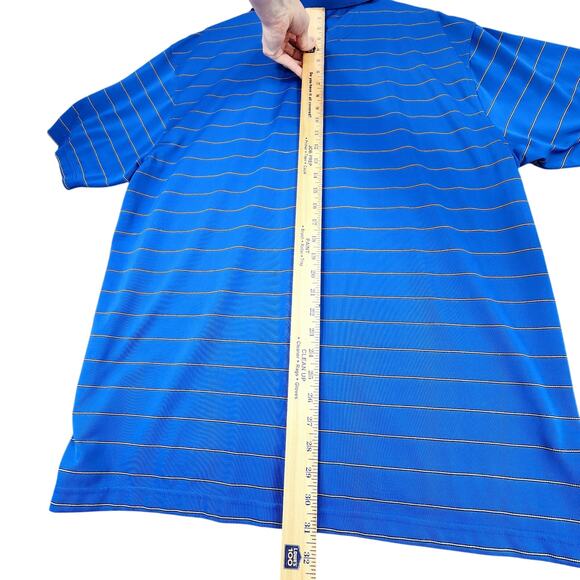 Duke Golf Club Polo Shirt XL Men Stripe Blue White 48x31 Bamboo Poly Breathable - Picture 5 of 11